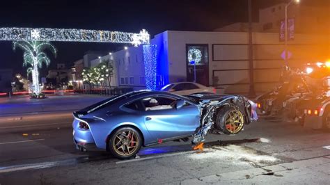 Check Out The Aftermath Of Michael B Jordans Ferrari 812 Crash