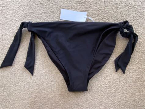 BNWT THE WHITE COMPANY LUXE BLACK SIDE TIE BIKINI BOTTOMS SIZE 16