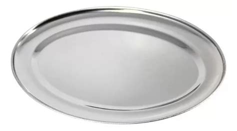 7 Travessas Oval Aço Inox Rasa 26 Cm Bandeja Oval Porções