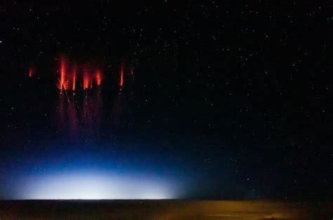 Brilliant red sprite lightning caught on film by 'lucky' researcher