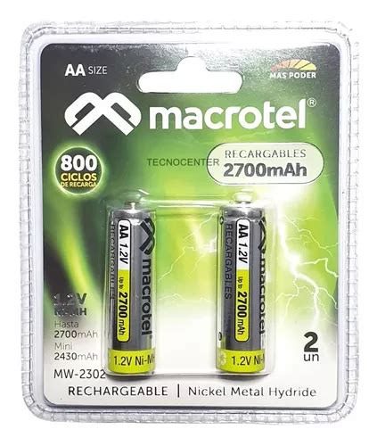 Pack 2 Pilas Recargables Aa Macrotel 2700mha Tecnocenter