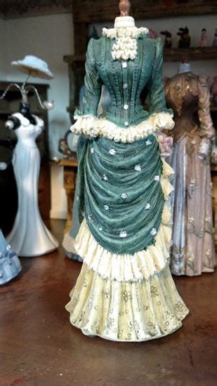 Dollhouse Miniature Victorian Dress Form In Shades Of Green And Beige