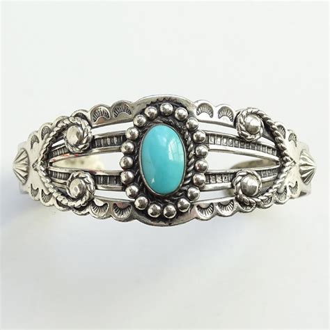 Vintage Navajo Turquoise Cuff Bracelet Bell Trading Post Etsy