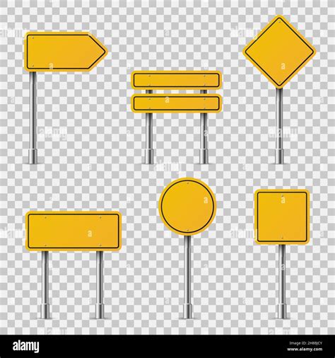 Yellow Road Signs Blank Traffic Road Empty Warning Caution Attention