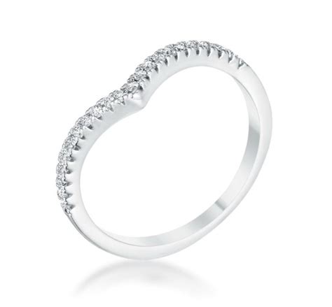 Ladda CZ Chevron Silver Band Ring | 0.35ct