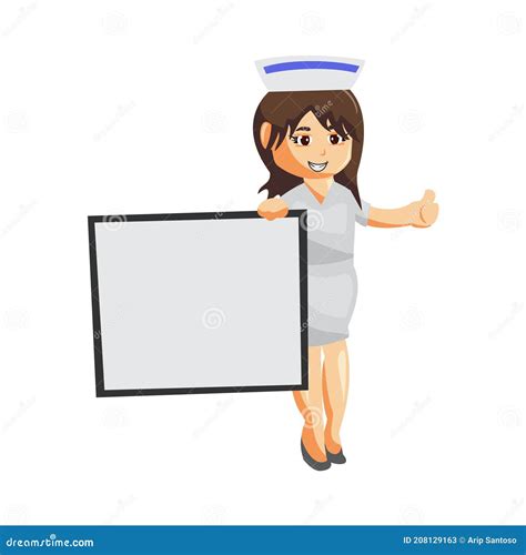 Nurse Woman Hospital Character Clothes Healthcare Mascot With Blank