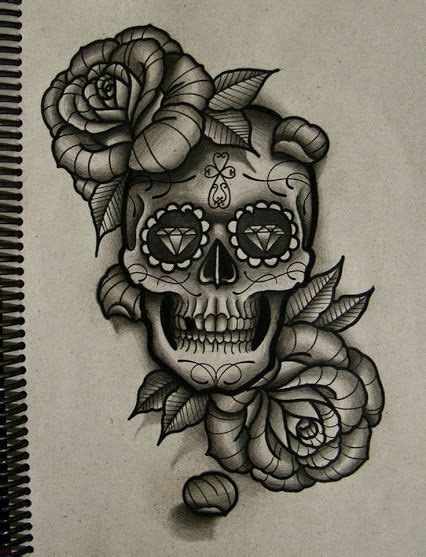 Candy Skull And Roses Design