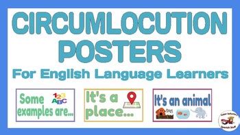 Ell Or El Or Esl Circumlocution Posters And Classroom Decor To Promote