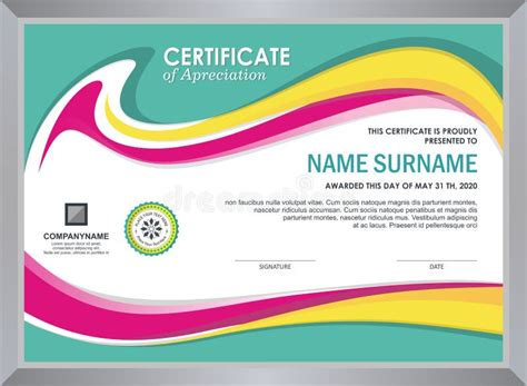 Certificate with Stylish Colorful Wave Design Stock Vector ...