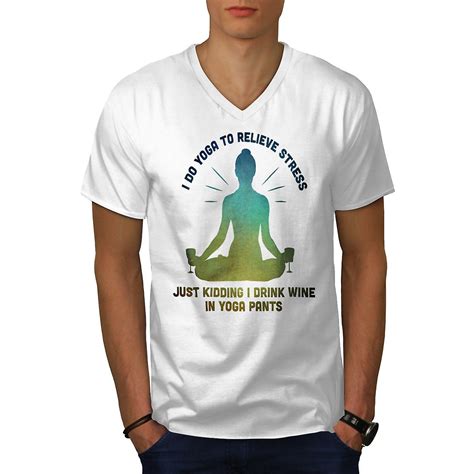 Yoga Vin Mindfulness Män Whitev Neck T Shirt Mer Från Wellcoda