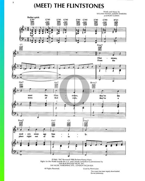 Meet The Flintstones Piano Sheet Music From The Flintstones By Joseph