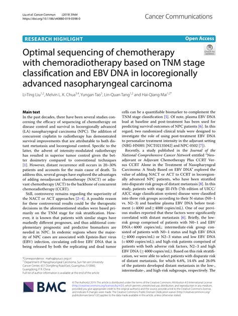 PDF Optimal Sequencing Of Chemotherapy With Chemoradiotherapy Based