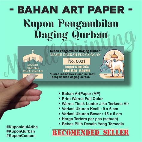 Jual Bahan Art Paper Kupon Qurban Kupon Idul Adha Kupon