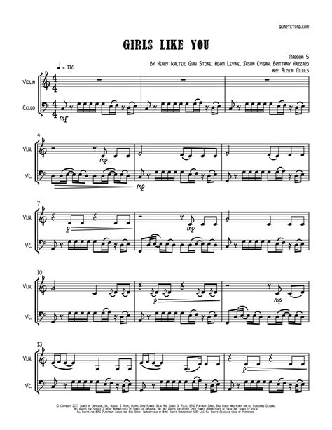 Girls Like You Arr Alison Gillies By Maroon 5 Sheet Music For