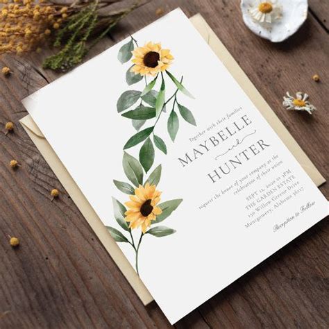 Sunflower Wedding Invitation Template Editable Wedding Invitation Suite Printable Floral Wedding