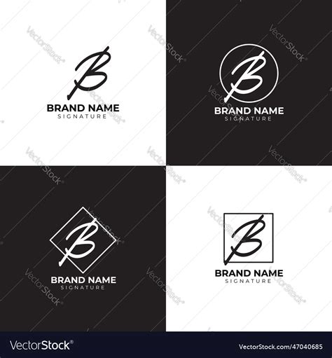 Stylish letter b signature handwriting logo Vector Image