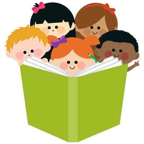 Group Of Kids Reading A Book Stock Vector Image 64496923