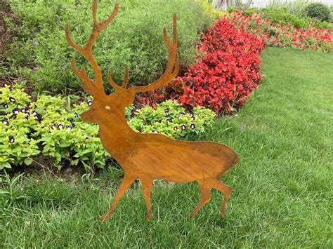 Custom Rustic Metal Stag Garden Stake Yard Art Personalized Etsy