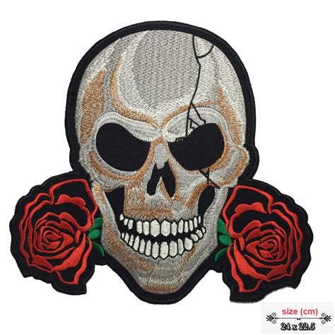 Skull And Roses Horror Giant Large Back Patch Xl Etsy