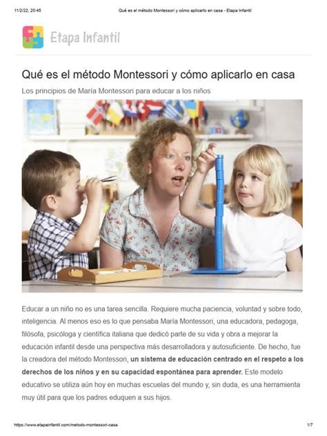 Qué Es El Método Montessori Y Cómo Aplicarlo En Casa Etapa Infantil Pdf