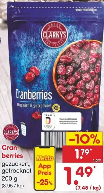 CLARKYS Cranberries 200 G Angebot Bei Netto Marken Discount