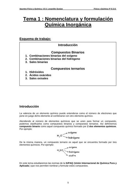 Pdf Tema 1 Nomenclatura Y Formulación Química Inorgánica · Telurio