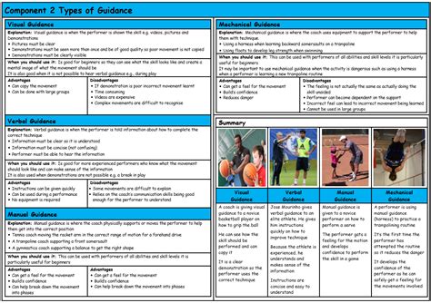 Gcse Pe Edexcel Types Of Guidance Knowledge Organiser