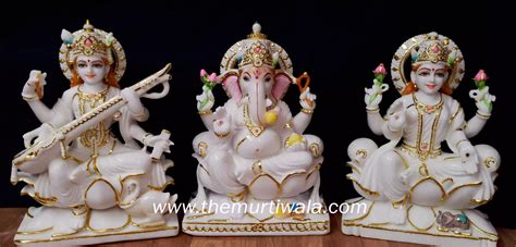 Ganesh Laxmi Marble Statue | Ganesh Laxmi Saraswati Idol Maker in Jaipur