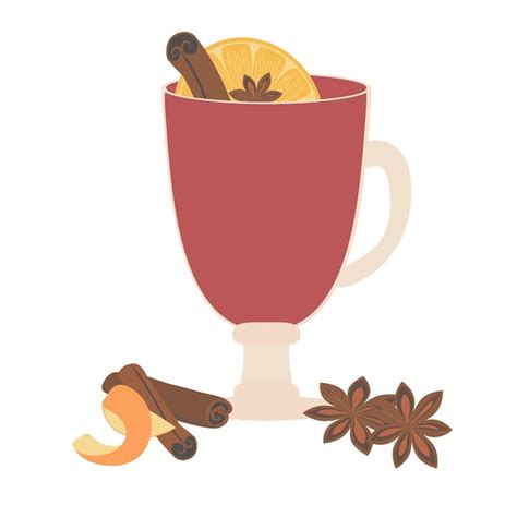 Premium Vector Mulled Wine Hot Drink For Christmas Autumn Spiced Drink Cinnamon Anise