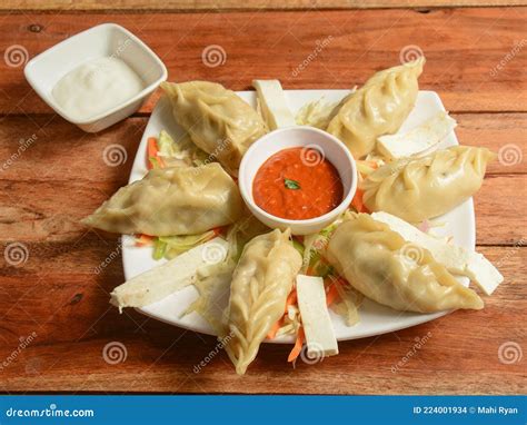 Veg Steam Momo Nepalese Traditional Dish Momo Stuffed With Vegetables