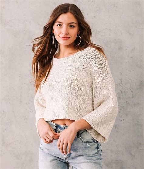 Willow And Root Open Weave Cropped Sweater Womens Sweaters In Cream