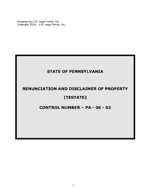 Pennsylvania Renunciation Fill Online Printable Fillable Blank