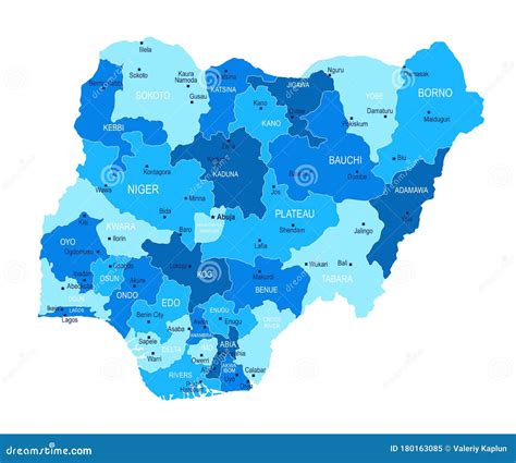 Nigeria Map. Cities, Regions. Vector Royalty-Free Cartoon ...