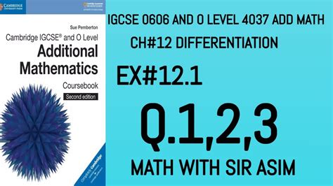 Additional Math Igcse And O Levels Ch Differentiation