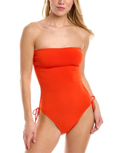 Buy Robin Piccone Aubrey Bandeau One Piece Red At 71 Off Editorialist