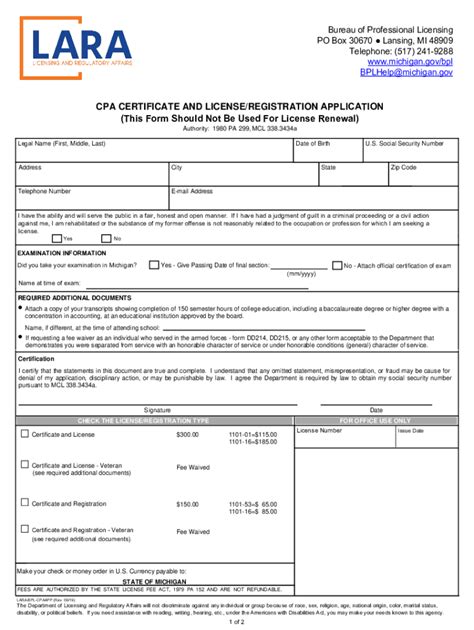 Fillable Online Application For Cpa Certificate And License