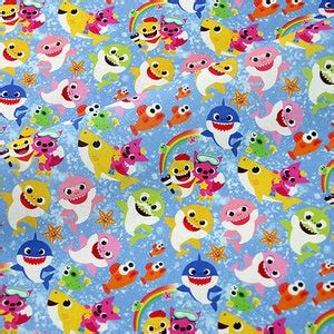 Baby Shark Fabric Shark Family Party Fabric 100% Cotton Cartoon Cotton ...