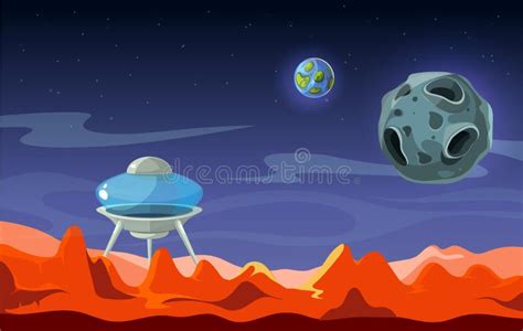 Paisaje De Marte Planeta Alienígena Fondo Marciano Ilustración Del Vector Ilustración De