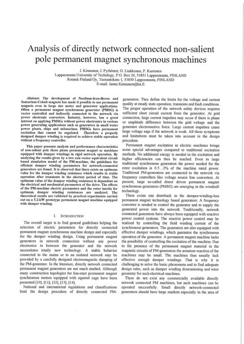 Pdf Analysis Of Directly Network Connected Non Salient Pole Permanent