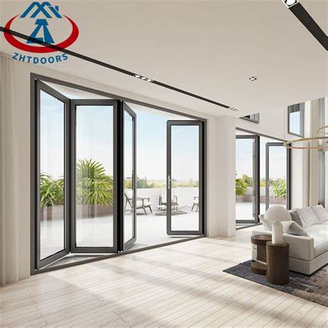 Thermal Break Double Glass Aluminium Folding Door Zhongtai