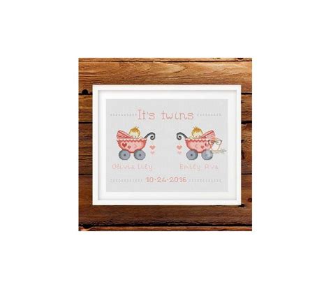 Twins Birth Sampler Baby Cross Stitch Pattern