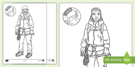 Free Female Mountain Climber Colouring Sheet Twinkl