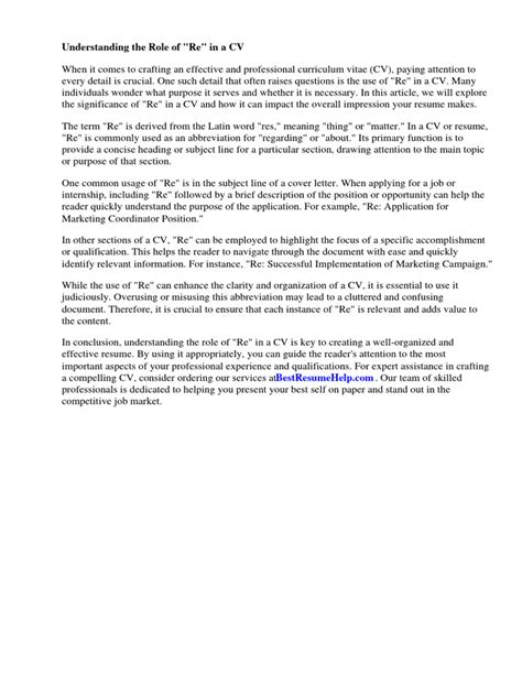 What Is Re in A Cover Letter | PDF | Résumé