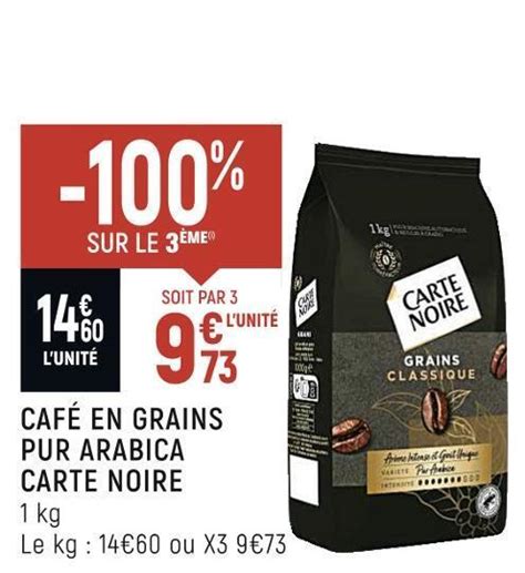 Promo Carte noire café en grains pur arabica chez Spar