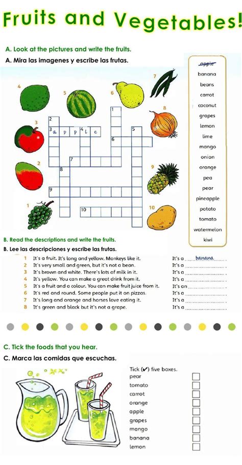 Fruit And Vegetables Online Worksheet For Primary You Can Do The