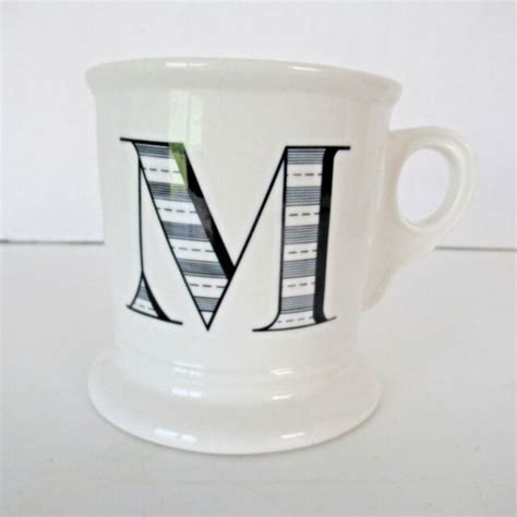 Anthropologie Monogram M Coffee Mug Initial Alphabet Cup Shaving