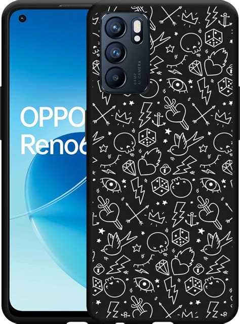 Oppo Reno G Hoesje Zwart Tattoo Wit Designed By Cazy Bol