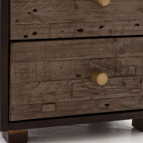 Calais Reclaimed Wood 3 Drawer Nightstand- Rustic Brown | Zin Home