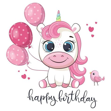 Set Of Hbd Unicorns Digital Clip Art Png Watercolor Cute Unicorn Clipart Instant Download