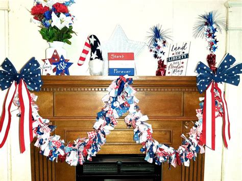 Patriotic Red White And Blue Garland Americana Garland July Etsy